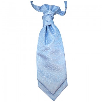Cravat light blue floral | pre-tied wedding ascot tie PLv2133