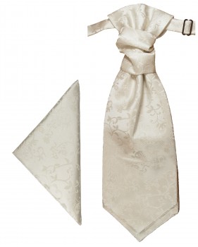 Ivory cravat floral | Ascot tie and pocket square | Wedding plastron PH41