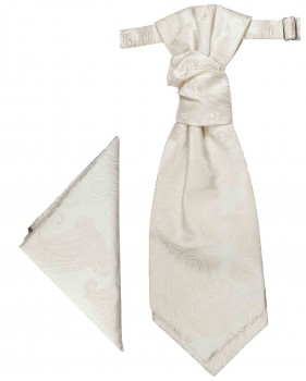 Ivory paisley cravat | Ascot tie and pocket square | Wedding plastron PH52