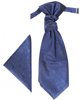 Blue cravat | Ascot tie and pocket square | Wedding plastron PH8