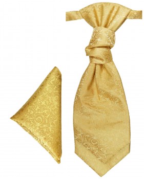 Gold cravat baroque | Ascot tie and pocket square | Wedding plastron PH97