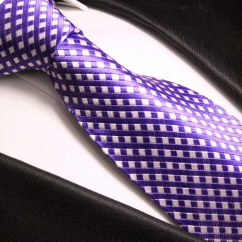 Krawatte lila violett 100% Seide gepunktet 462