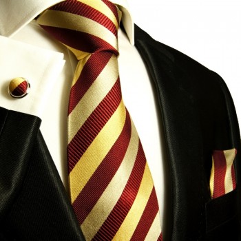 Maroon red necktie set 3pcs + handkerchief + cufflinks 245