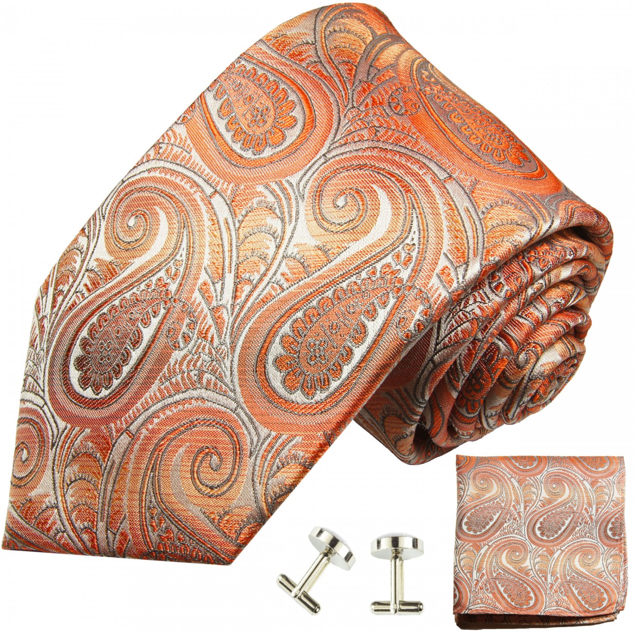 Extra lange Krawatte 165cm - orange paisley