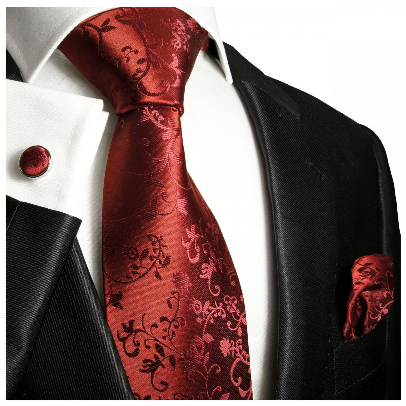 Krawatte weinrot floral Hochzeit v95