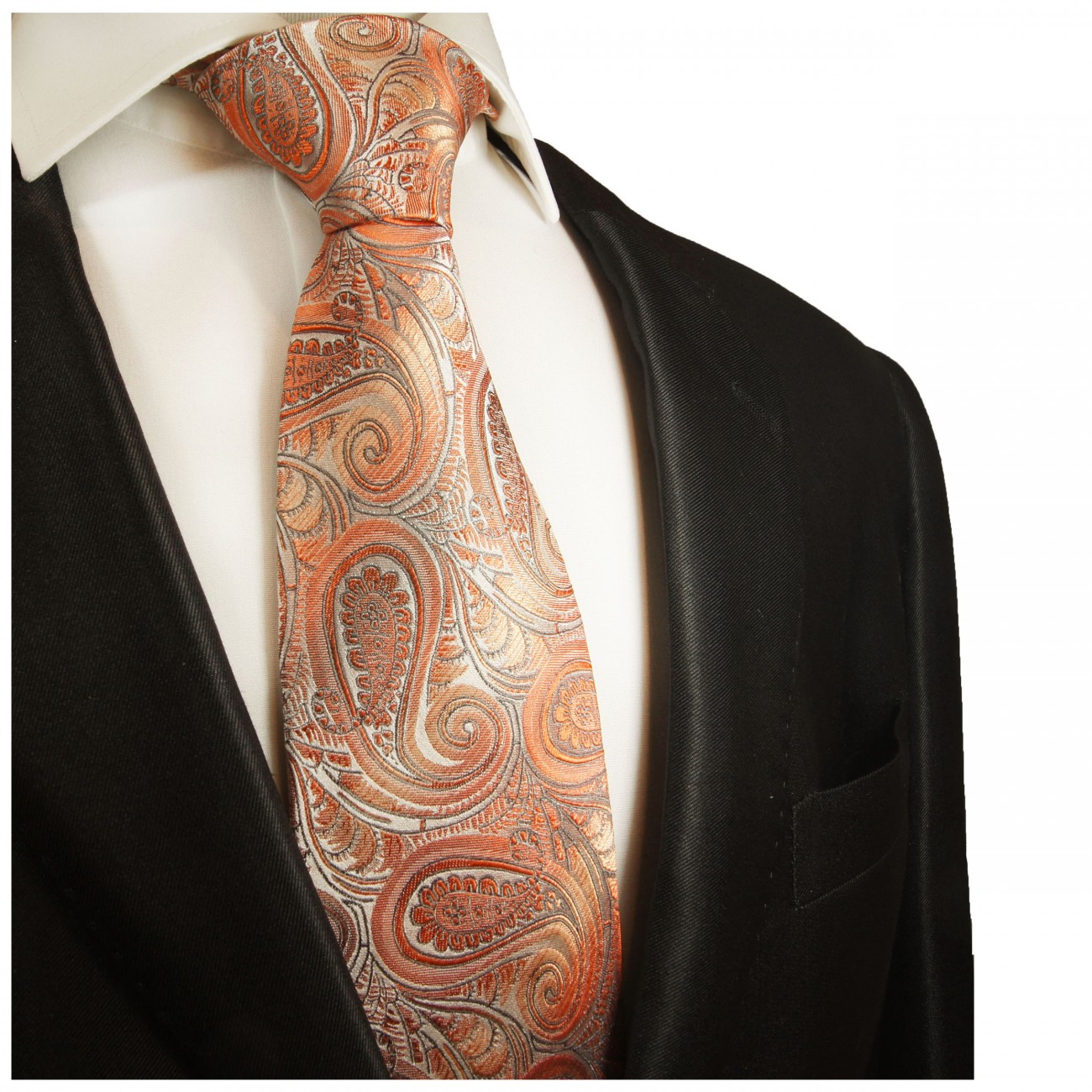 Extra lange Krawatte 165cm - orange paisley