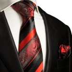 Rotes Krawatten Set 2tlg Seidenkrawatte + Einstecktuch 383