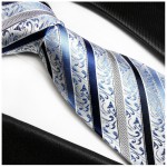 Krawatte blau 100% Seide barock gestreift 718