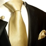 Gold Sand Krawatten Set 3tlg 100% Seidenkrawatte 804