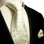 Ivory Krawatten Set 2tlg Seidenkrawatte elfenbein + Einstecktuch 930