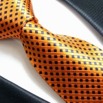 Orange karierte Krawatte 100% Seide ( extra lange 165cm ) 310