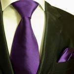 Violette Krawatten Set 2tlg Lila Seidenkrawatte + Einstecktuch 941