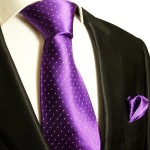 Lila violette Krawatten Set 2tlg Seidenkrawatte + Einstecktuch 806