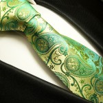 Grün gold paisley Krawatte 100% Seidenkrawatte ( XL 165cm ) 817