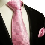 Silk Necktie Set 2pcs. Tie + Handkerchief pink 501