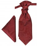 Burgundy red cravat paisley | Ascot tie and pocket square | Wedding plastron PH1
