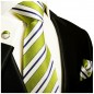 Preview: Krawatte grün gestreift Seide