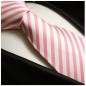 Preview: Krawatte pink weiß gestreift Seide
