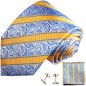 Preview: Extra lange Krawatte 165cm - blau orange paisley gestreift
