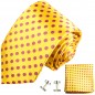 Preview: Extra lange Krawatte 165cm - gelb pink gepunktet