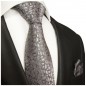 Preview: Extra lange Krawatte 165cm - silber grau paisley