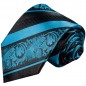 Preview: Extra lange Krawatte 165cm - Krawatte aqua blau barock gestreift