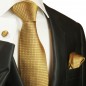 Preview: Extra lange Krawatte 165cm - gold kariert
