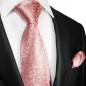 Preview: Krawatte pink rosa geblümt mit Einstecktuch