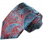 Preview: Extra lange Krawatte 165cm - Krawatte rot türkis paisley