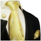 Preview: Extra lange Krawatte 165cm - Krawatte gelb paisley