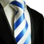 Preview: Krawatte hellblau weiß gestreift Seide 413