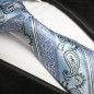 Preview: Krawatte hellblau paisley gestreift Seide 384