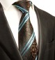 Preview: Krawatte braun türkis gestreift