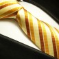 Preview: Extra lange Krawatte 165cm - Krawatte Überlänge - braun gold gestreift