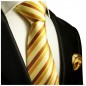 Preview: Krawatte gelb gold braun mit Einstecktuch
