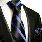 Preview: Krawatte schwarz blau mit Einstecktuch 295