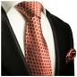 Preview: Krawatte rot gepunktet Seide mit Einstecktuch
