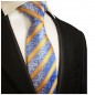 Preview: Extra lange Krawatte 165cm - blau orange paisley gestreift
