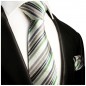 Preview: Krawatte grün grau mit Einstecktuch