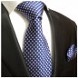 Preview: Krawatte blau silber klein kariert Seide mit Einstecktuch 321