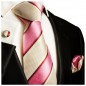 Preview: Paul Malone Krawatte 100% Seide pink beige 327
