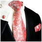 Preview: Extra lange Krawatte 165cm - Krawatte Überlänge - rot paisley