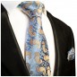 Preview: Krawatte hellblau gold paisley mit Einstecktuch 351