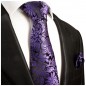 Preview: Krawatte lila violett floral Seide mit Einstecktuch
