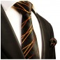 Preview: Krawatte orange gestreift mit Einstecktuch