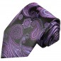 Preview: Extra lange Krawatte 165cm - Krawatte schwarz lila floral