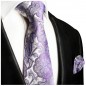 Preview: Krawatte lila violett floral paisley brokat Seide mit Einstecktuch