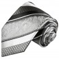 Preview: Silber Krawatte schwarz barock gestreift Seide