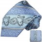 Preview: Krawatte hellblau mit Einstecktuch paisley gestreift Seide 384