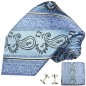 Preview: Krawatte hellblau mit Einstecktuch und Manschettenknöpfe paisley gestreift Seide 384